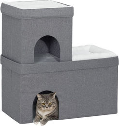 Produktbild von PawHut Katzenhöhle Katzenhaus mit 3 Ebenen und Kissen