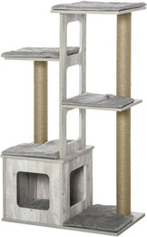 Produktbild von PawHut Katzenkratzbaum Mehrstöckig mit Katzenhaus und Juteseil Grau