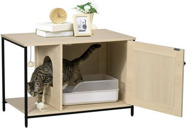 Produktbild von PawHut Katzenschrank für Katzentoilette und Katzenhaus, Eiche