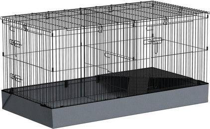 Produktbild von PawHut Kleintierkäfig mit Rampe, Trennwand und abnehmbarem Verdeck