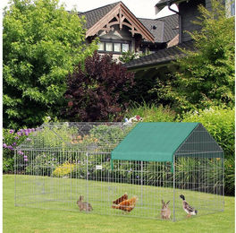 PawHut Kleintierkäfig Tiergehege mit Abdeckung, Meerschweinchen Gehege, Außengehege, Stahl, Stahl, 220 x 103 x 103 cm, Grün – Bild 1 von 5