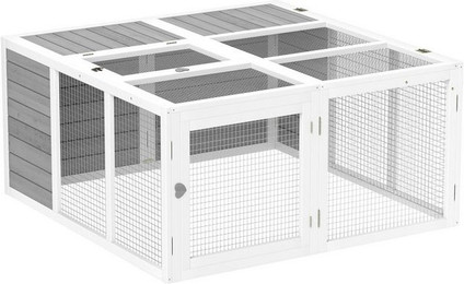 Produktbild von PawHut Kleintierstall Kaninchenstall mit Freilaufgehege aus Tannenholz
