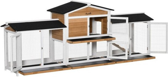 Produktbild von PawHut Kleintierstall mit Freigehege und Rampe aus Tannenholz