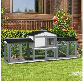 PawHut Kleintierstall Zwergkaninchenstall, Kleintierkäfig, für Zwergkaninchen und Meerschweinchen, Mehrfarbig – Bild 1 von 5