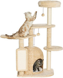 Produktbild von PawHut Kratzbaum 112 cm mit Katzenhöhle, Bett und Spielbällen