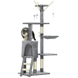 Produktbild von PawHut Kratzbaum 134,2 cm mit Höhle, Sisalstämmen und Spielzeugen
