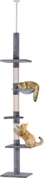 Produktbild von PawHut Kratzbaum Deckenhoch höhenverstellbar mit Sisalsäulen, Grau