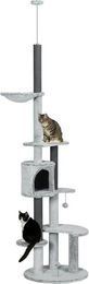 PawHut Kratzbaum Deckenhoch mit Katzenhöhle und Kippschutz, Grau – Bild 1 von 9
