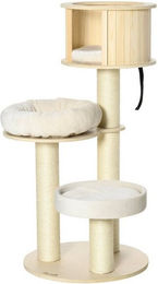 Produktbild von PawHut Kratzbaum Katzenbaum Kletterbaum aus Holz mit Katzenhöhle Plüsch Natur+Creme