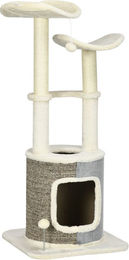 Produktbild von PawHut Kratzbaum mit Katzenhöhle und Spielball, 110 cm, Cremeweiß