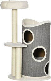 PawHut Kratzbaum mit Kratztonne und Katzenbett, 109 cm, Weiß/Grau – Bild 1 von 10