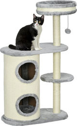 PawHut Kratzbaum mit Kratztonne und Spielball, 100 cm, Grau – Bild 1 von 5