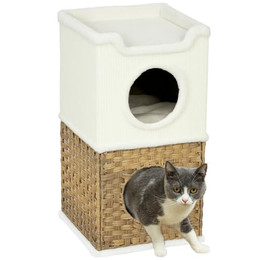 Produktbild von PawHut Kratztonne 75,5 cm hoch dreistöckig mit Plüschrand und Kissen