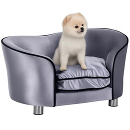 Produktbild von PawHut Luxus Hundesofa mit Kissen Hellgrau