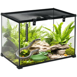 Produktbild von PawHut Terrarium für Reptilien mit Thermometer Metall Schwarz 50x30x35 cm