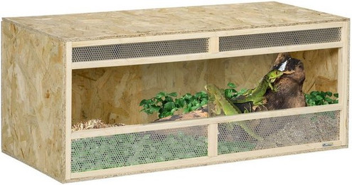 Produktbild von PawHut Terrarium Reptil Fütterungsbox mit Lüftungsgitter und Schiebetüren aus Glas