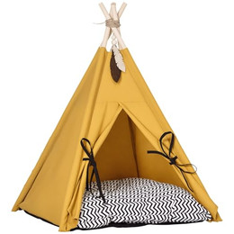 Produktbild von PawHut Tierbett Katzenzelt im Tipi-Design mit Kissen und rutschfestem Boden