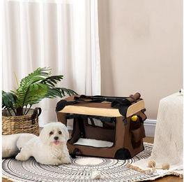 PawHut Tiertransportbox Hundebox, faltbar Hundetasche, Transporttasche, mit Kissen bis 4 kg, Braun 50,5 x 33,5 x 35 cm – Bild 1 von 5