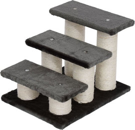 Produktbild von PawHut Tiertreppe Katzentreppe 3 Stufen Plüsch Dunkelgrau