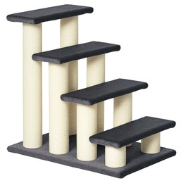 Produktbild von PawHut Tiertreppe Katzentreppe Hundetreppe 4 Stufen Plüsch Grau