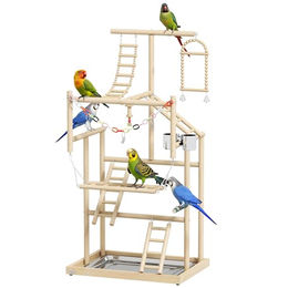 PawHut Vogelhaus mit Spielzeug, Tablett Edelstahl, für Nymphensittiche Conures Unzertrennliche – Bild 1 von 9