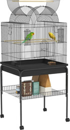 Produktbild von PawHut Vogelkäfig Wellensittichkäfig mit Tablett, Ablagefläche, Futternapf, Papagei Käfig mit Rollen