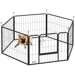 Produktbild von PawHut Welpenauslauf 6-teilig, 60 cm hoch, Stahl, Schwarz