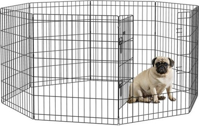 Produktbild von PawHut Welpenauslauf 76 cm Hoch, 8-teilig Welpenlaufstall mit Schloss, Metall Schwarz