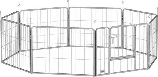 Produktbild von PawHut Welpenlaufstall 8-teilig mit Tür und Erdspießen