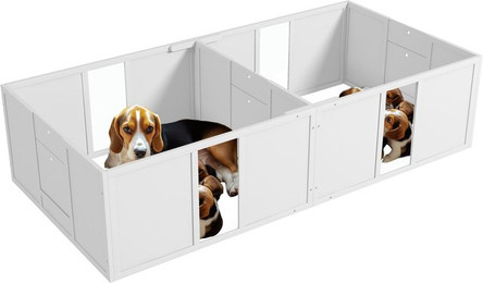 Produktbild von PawHut Wurfkiste für Welpen, Welpenauslauf mit rutschfesten Füßen, Weiß