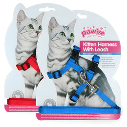 Produktbild von Pawise Katzengeschirr mit Leine, verstellbar, blau und rot