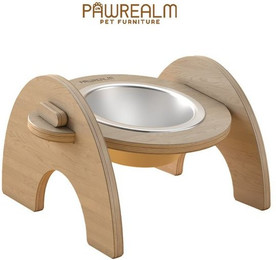 Produktbild von Pawrealm Futternapf mit Birkenholz-Ständer und Edelstahlnapf - 0,8 l