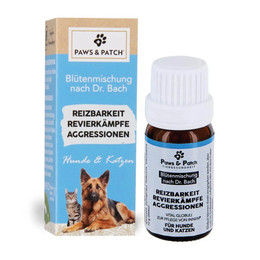 Produktbild von Paws & Patch Blütenmischung nach Dr. Bach Reizbarkeit Revierkämpfe Aggressionen für Hunde und Katzen - 10 g