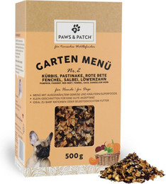 Produktbild von PAWS & PATCH Garten Menü für Hunde Nr. 2: Kürbis, Pastinake, Rote Bete, Fenchel, Salbei, Löwenzahn - 500 g