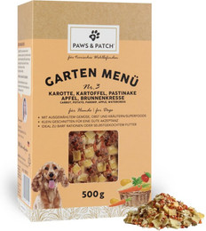 Produktbild von PAWS & PATCH Garten Menü für Hunde Nr. 3: Karotte, Kartoffel, Pastinake, Apfel, Brunnenkresse - 500 g