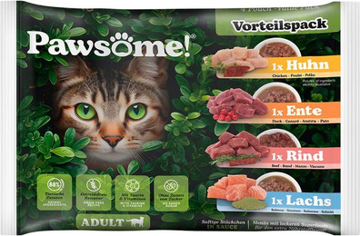 Produktbild von Pawsome Adult Cat Nassfutter Mixpack - 4 x 85 g