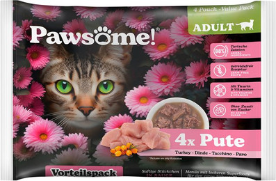Produktbild von Pawsome Adult Cat Pute - 4 x 85 g