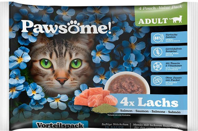 Produktbild von Pawsome Adult Lachs Katzenfutter - 4 x 85 g