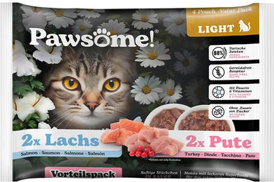 Produktbild von Pawsome Adult Light Pute & Lachs Mixpack - 4 x 85 g