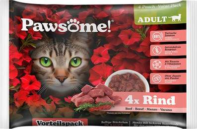 Produktbild von Pawsome Adult Rind Nassfutter für Katzen - 4 x 85 g