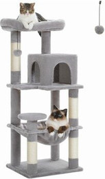 Produktbild von Pawz Road 116 cm Kratzbaum für 2-3 Katzen mit Hängematte hellgrau