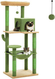 PAWZ Road Kratzbaum Kratzbaum 143cm Groß Katzenspielturm stabiles schönes Katzenhaus, Größe Höhle Hängematte – Bild 1 von 5