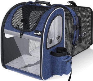 Produktbild von Pecute Erweiterbarer Hunde- und Katzenrucksack Blau