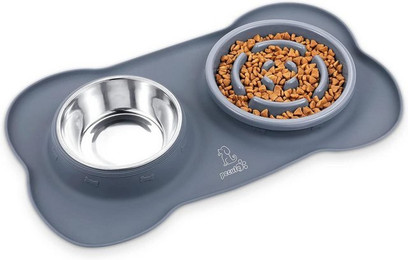 Produktbild von Pecute Langsamer Futter-Hundenapf mit Silikonmatte Grau M