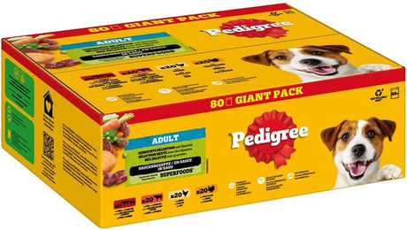 Produktbild von Pedigree Adult 4 Varietäten in Sauce - 80 x 100 g