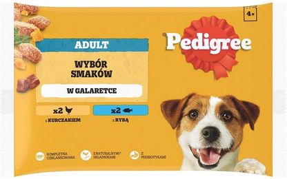 Produktbild von PEDIGREE Adult Beutel 4x100 g Nassfutter für erwachsene Hunde mit Huhn, mit Fisch in Gelee