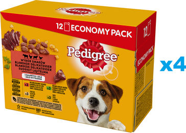 Produktbild von PEDIGREE Adult Mix Beutel 48x100g: Nassfutter für adulte Hunde mit Rind, Huhn, Lamm und Geflügel in Gelee