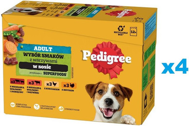 Produktbild von PEDIGREE Adult Mix Nassfutter mit Huhn, Rind, Pute und Lamm in Sauce - 48 x 100 g