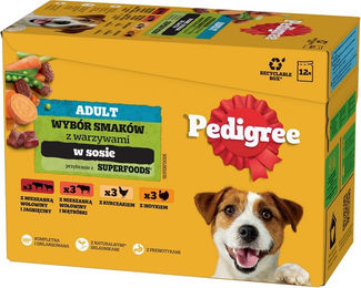 Produktbild von PEDIGREE Adult Mix Nassfutter mit Huhn, Rind, Pute und Lamm in Sauce - 12 x 100 g