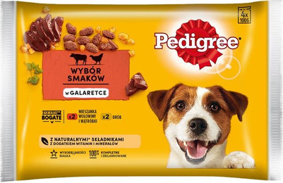 Produktbild von PEDIGREE Adult Mix Nassfutter mit Rind, Leber und Geflügel in Gelee - 4 x 100 g